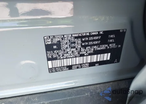 2019 Toyota Rav4 Xle from USA, damaged, VIN 2T3W1RFV4KW057153